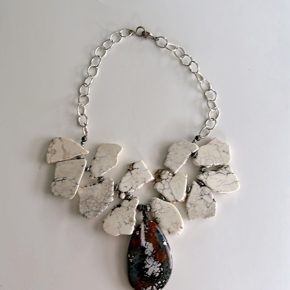 White Turquoise and Lace Agate Necklace